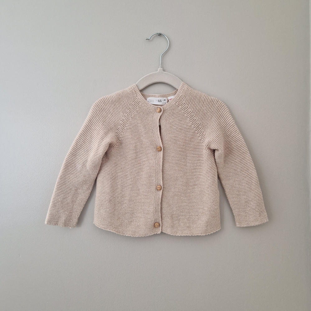 Zara Kids Light Tan Button-Up Sweater